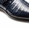 Gigolo Blue Crocodile Single Monk Strap Loafers by Mezlan – Exotic Leather Shoes Made in Spain