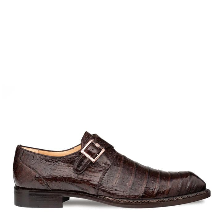 Gigolo Brown Genuine Crocodile Monk Strap by Mezlan – Luxury Men's Exotic Dress Shoe Made in Spain