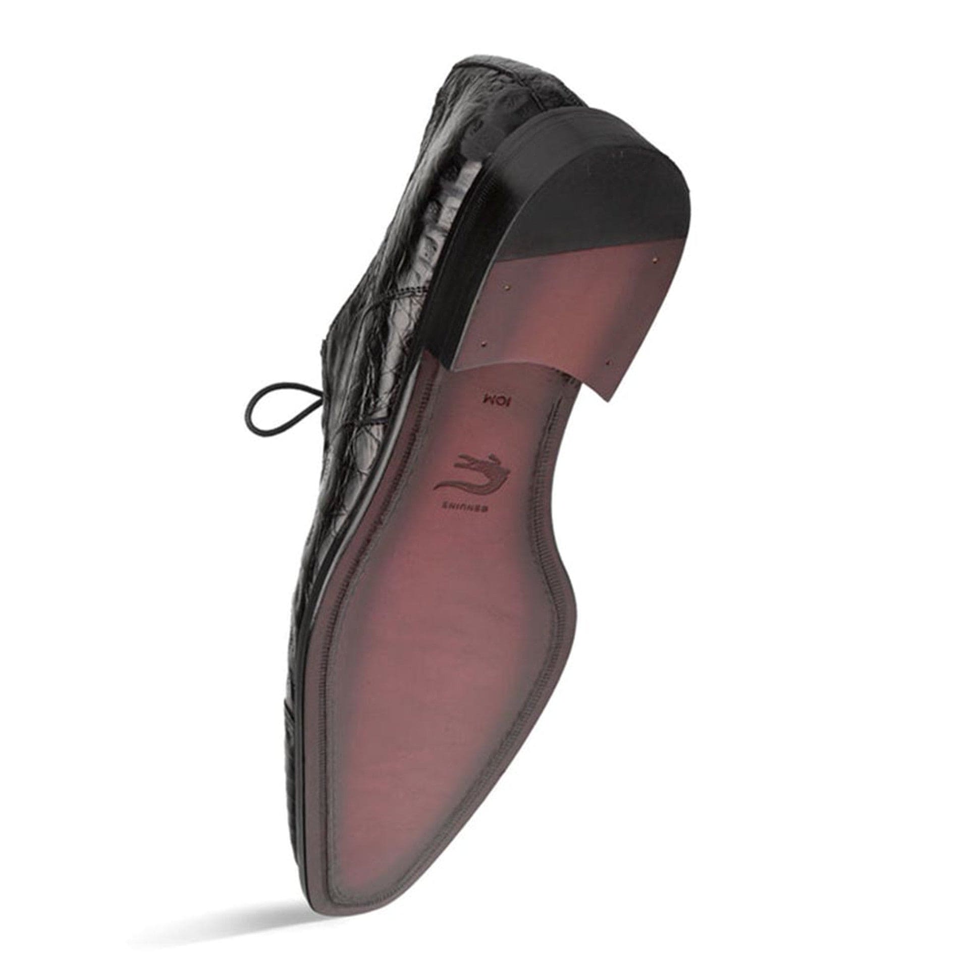 Giovane Fuscus Black Crocodile Cap Toe Derby Shoes by Mezlan – Genuine Exotic Leather Made in Spain