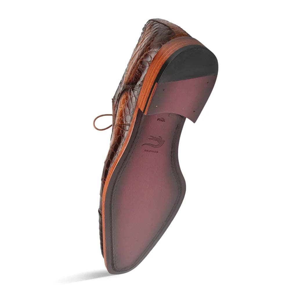 Giovane Camel Genuine Crocodile Cap Toe Derby by Mezlan – Luxury Exotic Men’s Shoe Made in Spain