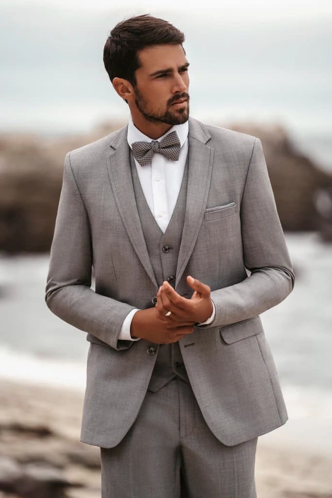 Smoking Traje - Esmoquin - Smoking Para Hombre - Gray Tuxedo - Notch Label Trajes De Novio