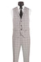 Plaid Suit - Windowpane Suit - Checkered Suit - Mens Vested Light Grey Suit