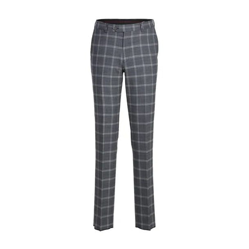 Designer Brand - Wool Stretch Single Breasted Slim Grey Suit Windowpane