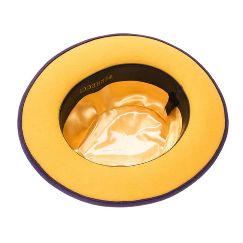 Men's Classic Two Tone Fedora Dress Hat in Purple & Gold