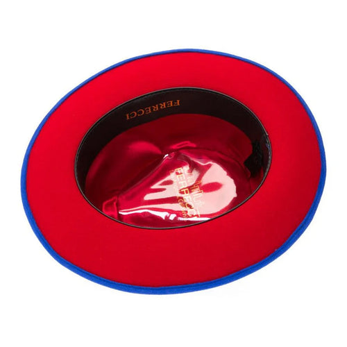 Men's Classic Two Tone Fedora Dress Hat in Red & Black
