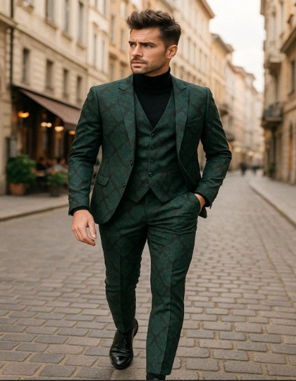Emerald Green Dark Green Tuxedo Vest Men's Emerald Green Tuxedo With Black Satin Shawl Lapel Piece Emerald Green Dark Green Tuxedo Vest Men's Emerald Green Tuxedo With Black Satin Shawl Lapel Piece