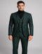 Mens Green and Black Brocade Tuxedo Suit – 3 Piece Floral Jacquard Outfit for Weddings and Formal Events - Slim Fitted