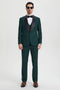 Dark Green Tuxedo - Men's Stacy Adams Vested One Button Shawl Lapel Hunter Green Designer Tuxedo
