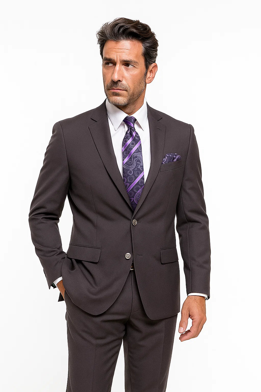 Grey Modern Fit Suit for Men