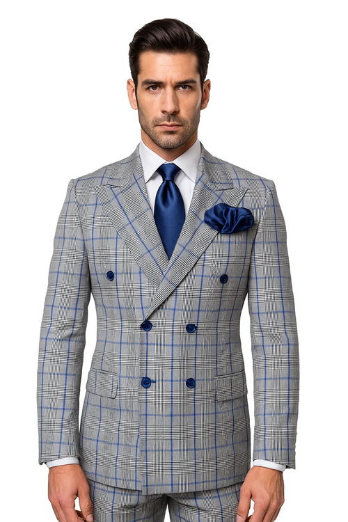 Grey with Blue Plaid by Rossiman