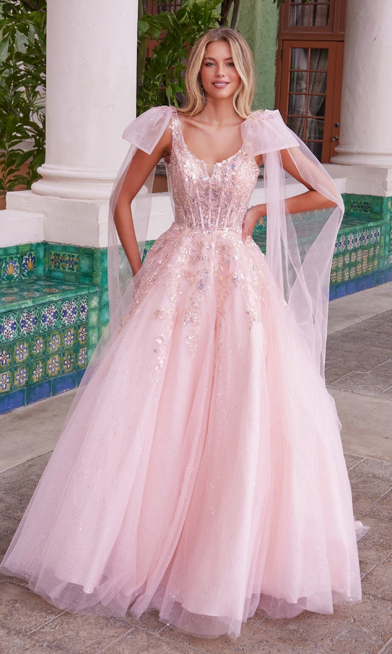 Nox Anabel H1680 Long Prom Dress with Shoulder Bows