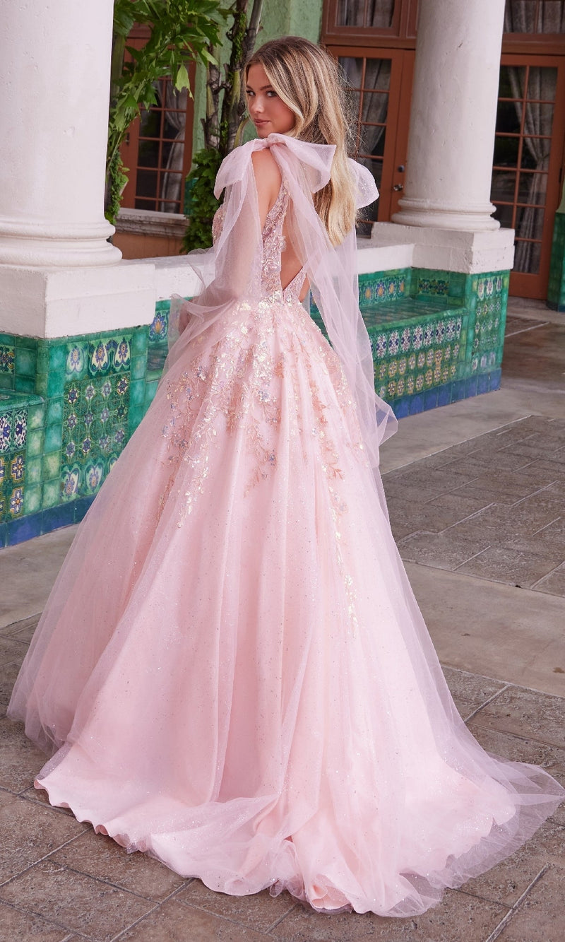 Nox Anabel H1680 Long Prom Dress with Shoulder Bows