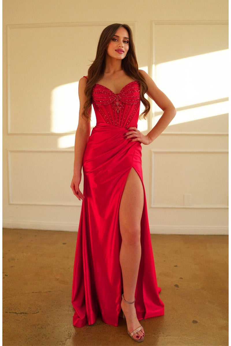 High Couture HC1027 Pleated Long Formal Prom Dress