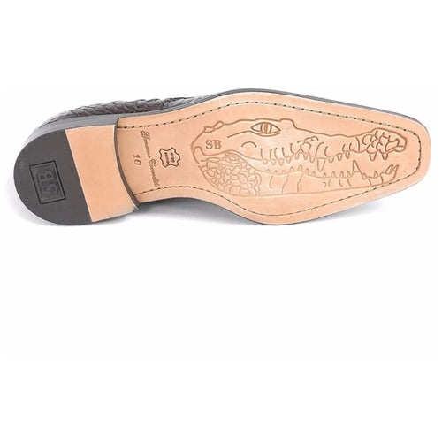 Belvedere Chapo oxfords: Exotic crocodile hornback leather in dark brown. Light leather sole with embossed crocodile design. Structured shape, smooth and textured elements showcase craftsmanship.