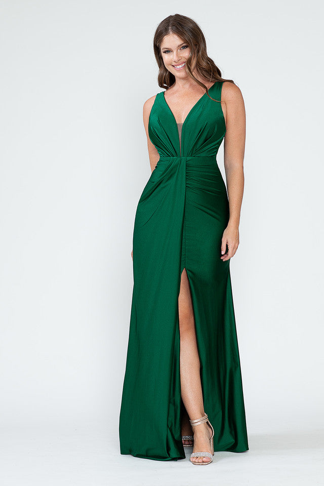 Bridesmaid Dress V-Neck Empire Bodice Ruched Prom Gown By Lenovia 5319-New Collection