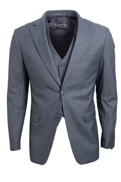 "Mens Stacy Adams Suit - Stacy Adams Suit Men's Two Button Vested Basic Suit - Grey"