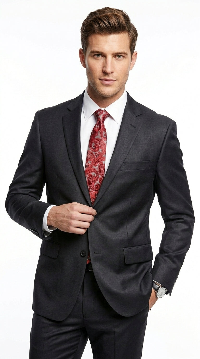 Men’s Black Extra Long Suit, Classic Formal Wedding Business Dress Suit Set