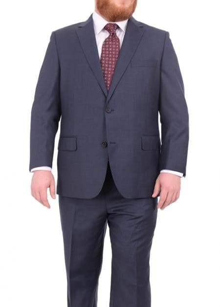 Mix And Match Suits Men'S Solid Dark Navy Blue 2 Buttons Portly Suits Executive Fit Suit - Mens Portly Suit main image 1