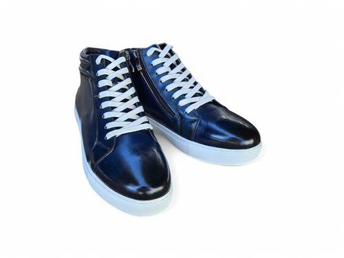 Men’s High-Top Leather Sneakers with Side Zipper
