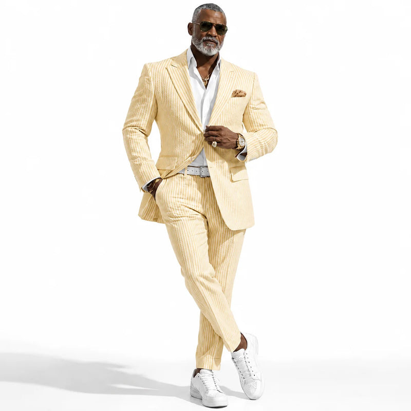 Mens Wide Stripe Seersucker Suit ā Yuzu