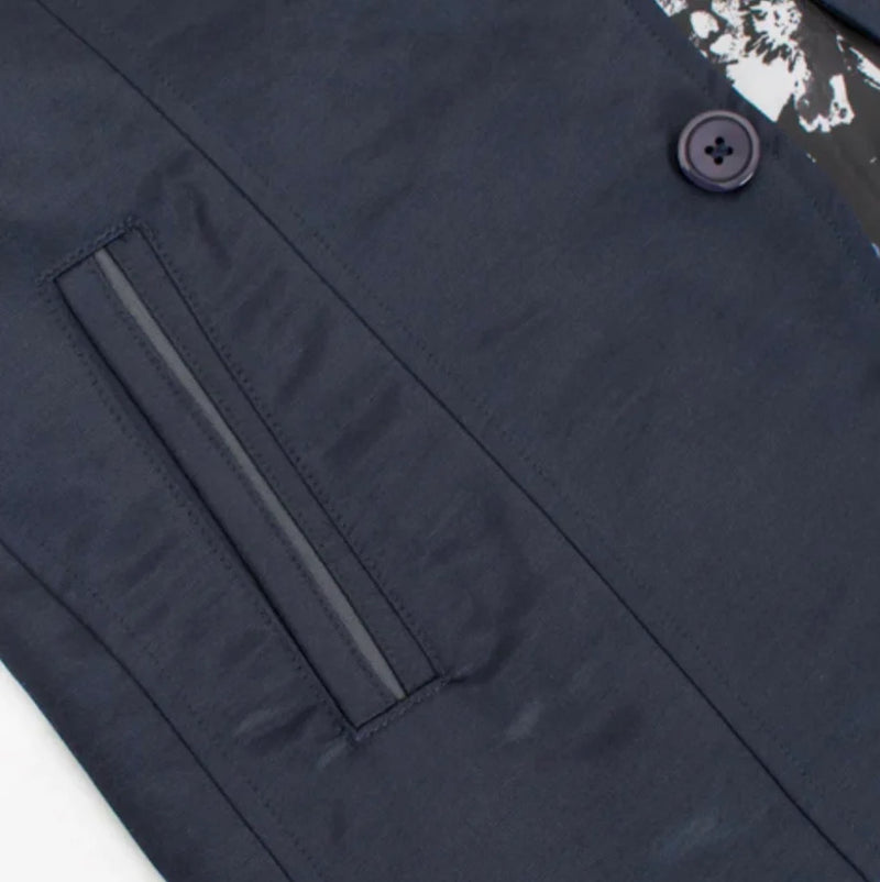 Men's Western Navy Blazer Slim Fit Shiny Finish Sport Coat for Weddings, Prom & Formal Events
