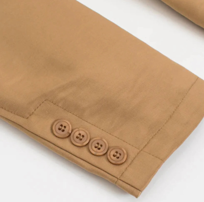 Men's Western Khaki Blazer Slim Fit Shiny Finish Beige Sport Coat for Weddings & Formal Events