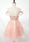 Chicas C359 Romantic Printed Formal Blush Illusion Floral Tulle Dress
