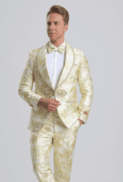 White and Gold Suit White Gold Tuxedo AlbertoNardoniStore