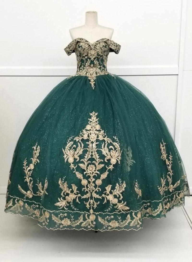 Chicas HF3006 Printed QuinceaƱera Blue BallDress Sweetheart Tulle Dress