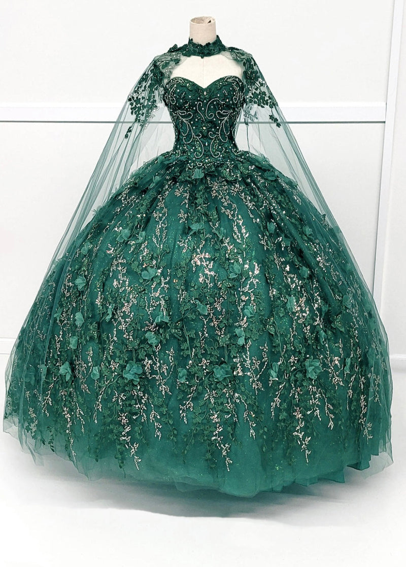 Chicas HF3067 Printed Glitter QuinceaƱera Blue BallDress Strapless Tulle Dress