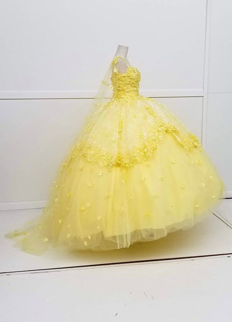 Chicas HF3046 Printed BallDress Floral Floor-Length AppliquƩ Cape Fabric Dress