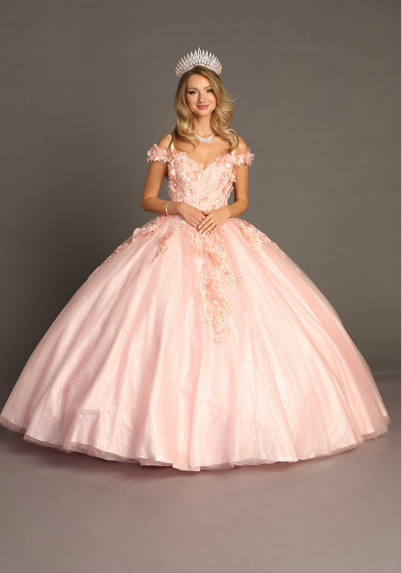 Chicas G20201 Romantic Printed Glitter QuinceaƱera Royal BallDress Tulle Dress