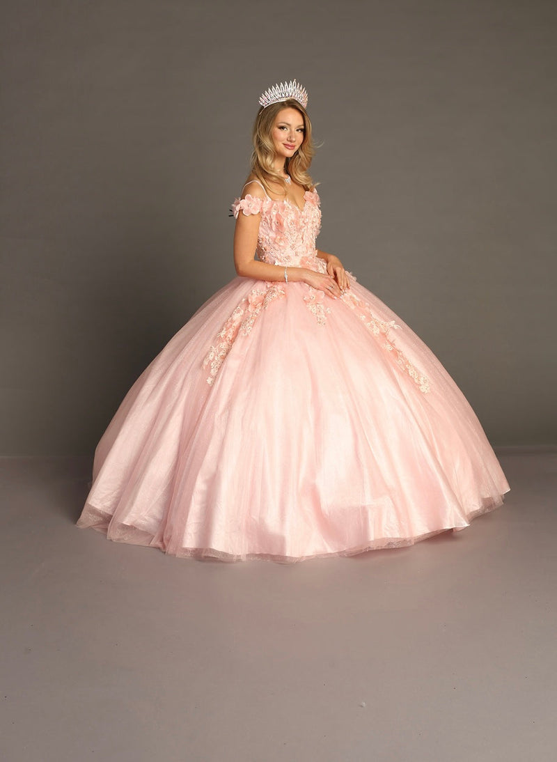 Chicas G20201 Romantic Printed Glitter QuinceaƱera Royal BallDress Tulle Dress