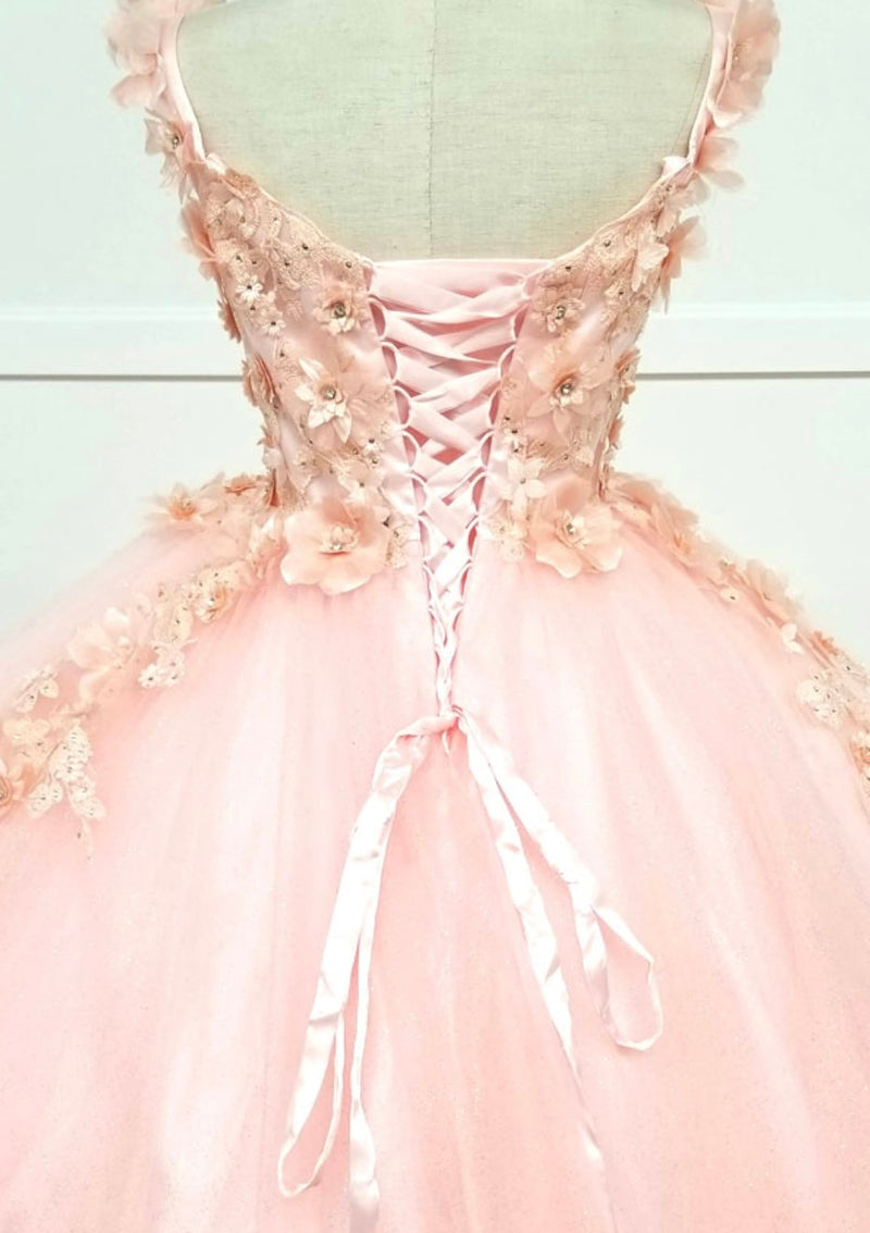 Chicas G20201 Romantic Printed Glitter QuinceaƱera Royal BallDress Tulle Dress