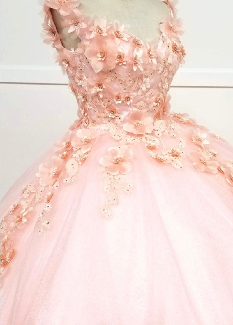 Chicas G20201 Romantic Printed Glitter QuinceaƱera Royal BallDress Tulle Dress