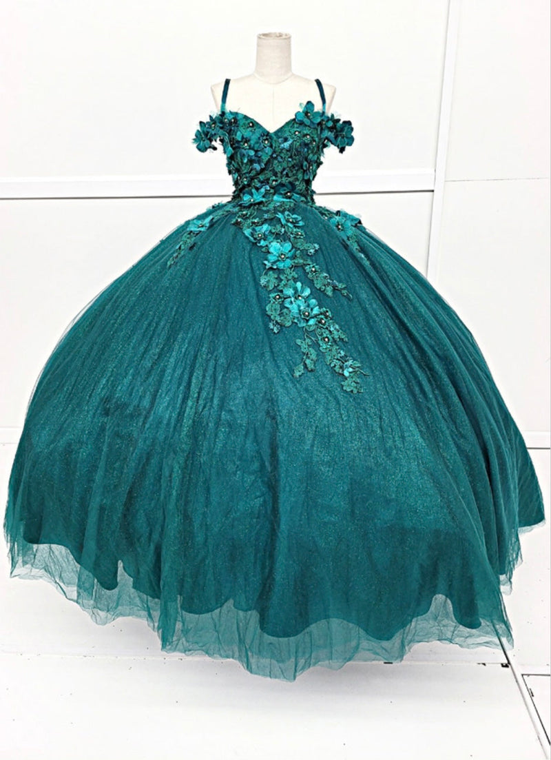 Chicas G20201 Romantic Printed Glitter QuinceaƱera Royal BallDress Tulle Dress