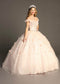 Chicas HF3027 Romantic Printed Glitter Quinceañera Blush BallDress Tulle Dress
