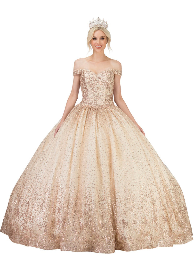Chicas HF3001 Romantic Metallic Glitter QuinceaƱera Wine BallDress Fabric Dress