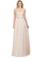 Chicas YG5015 Romantic Evening Navy A-Line Illusion Floor-Length Chiffon Dress
