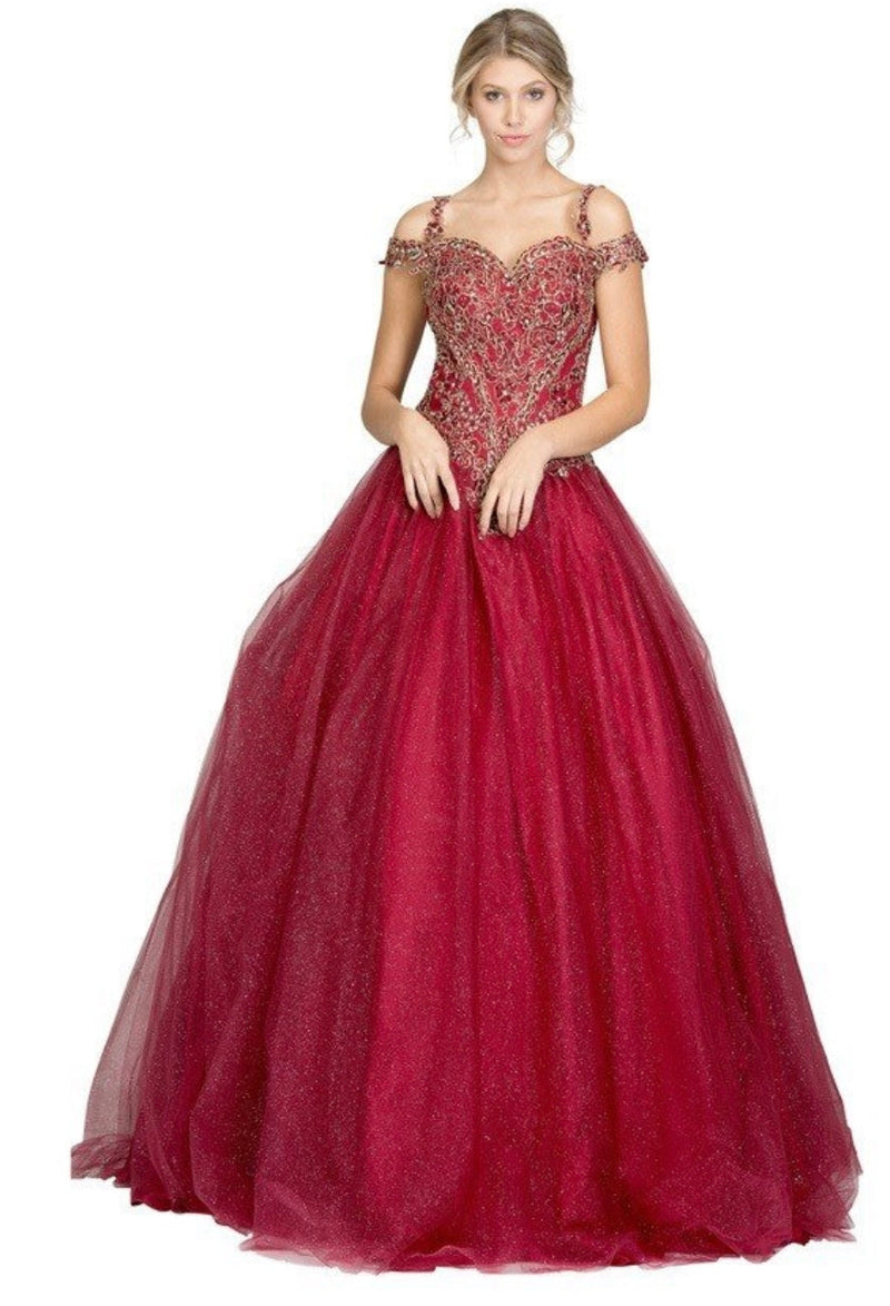 Chicas C1535 QuinceaƱera Royal BallDress Floor-Length Corset Embroidered Tulle Dress