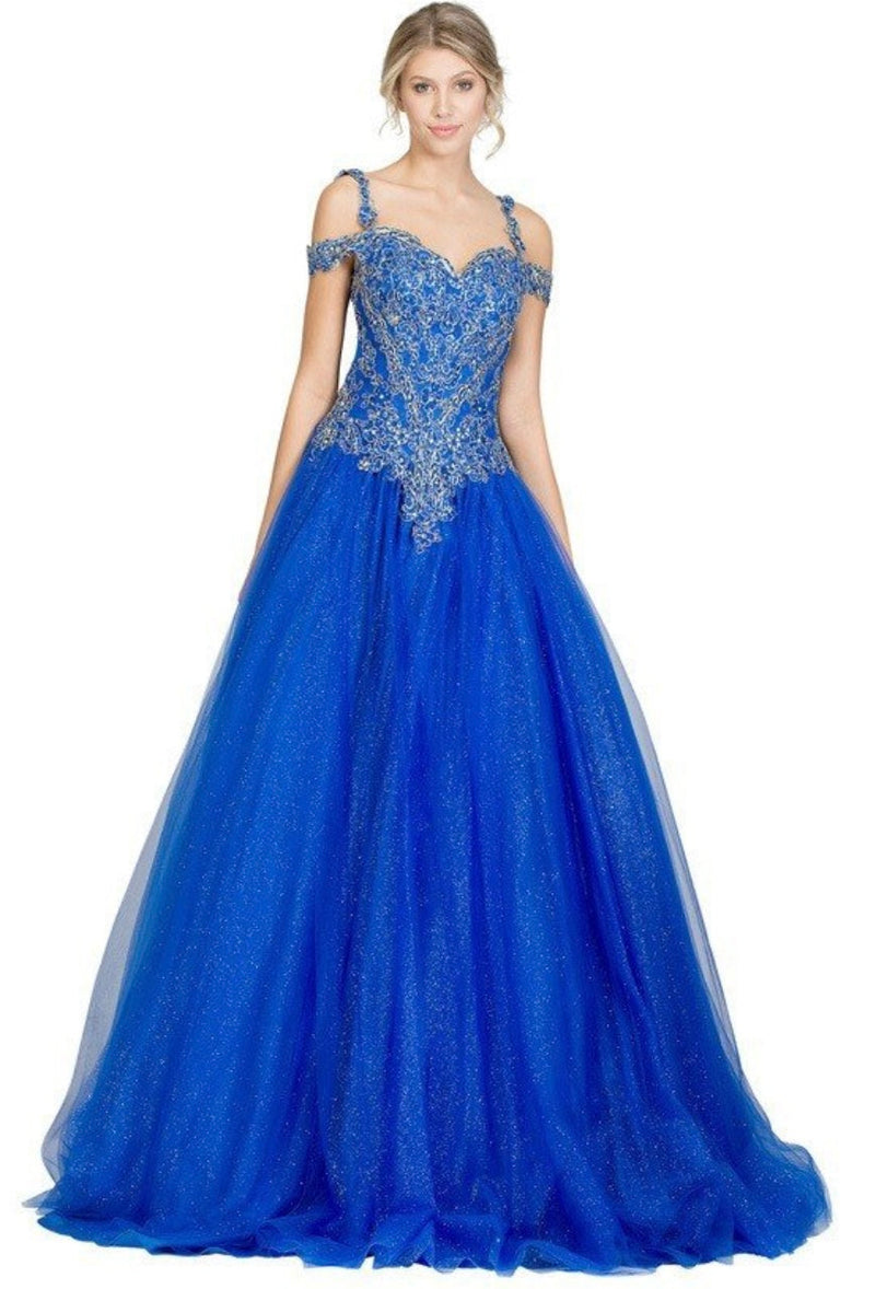 Chicas C1535 QuinceaƱera Royal BallDress Floor-Length Corset Embroidered Tulle Dress