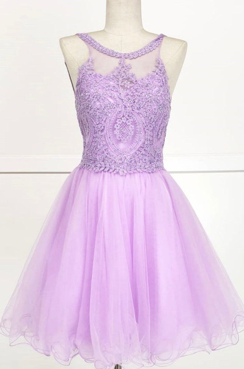 Chicas DM4002 Elegant Formal Halter Short Appliqué Style Tulle Dress