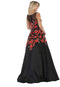 Chicas LM8013 Romantic Printed Evening Black BallDress Illusion Fabric Dress