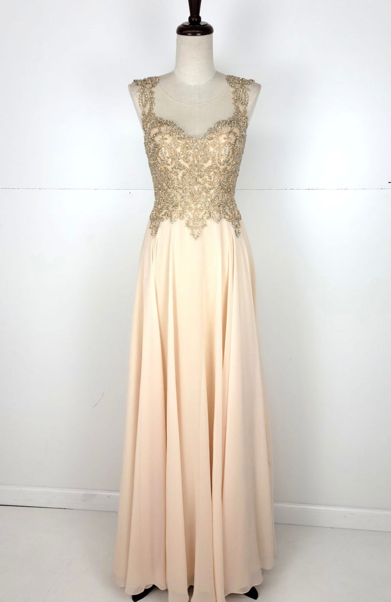 Chicas C9156 Formal Black Illusion Floor-Length Chiffon Dress