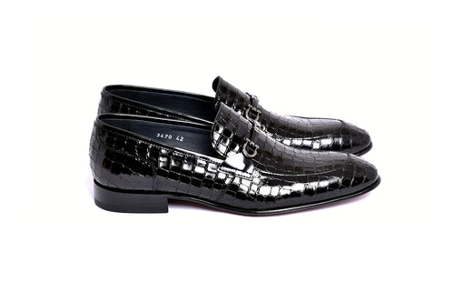 C01707-3470BC Croco Leather with Buckle-Black