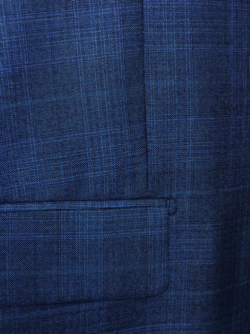 Pompey Collection - Men's Glen Plaid Dress Suit 2 Piece Regular Fit in Blue