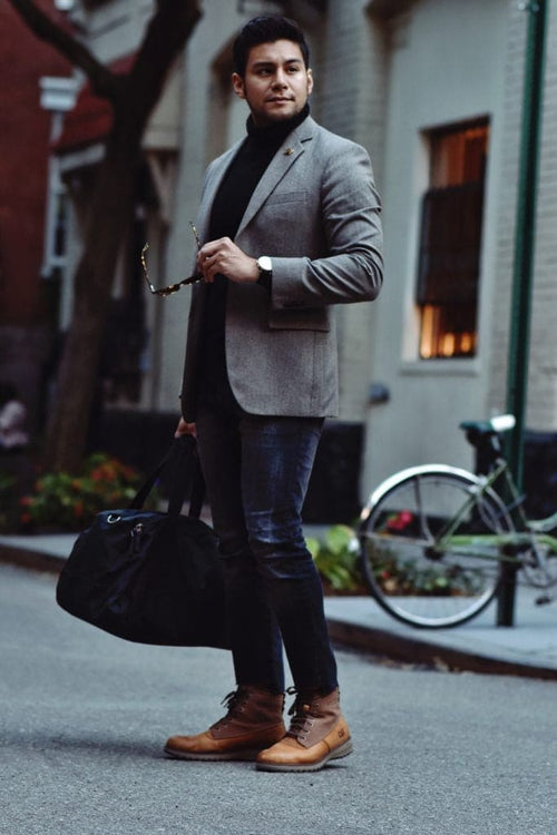 Mens Turtleneck With Blazer Gray Blazer