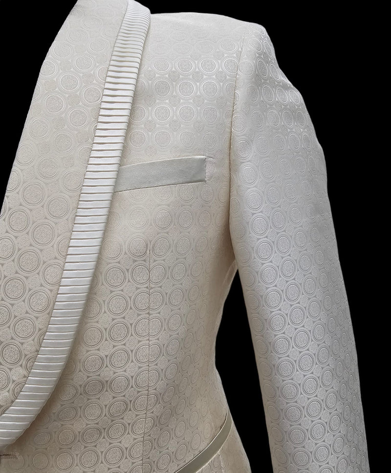Ivory Tuxedo - Cream Wedding Suit - Off White Groom Shawl Lapel Suit