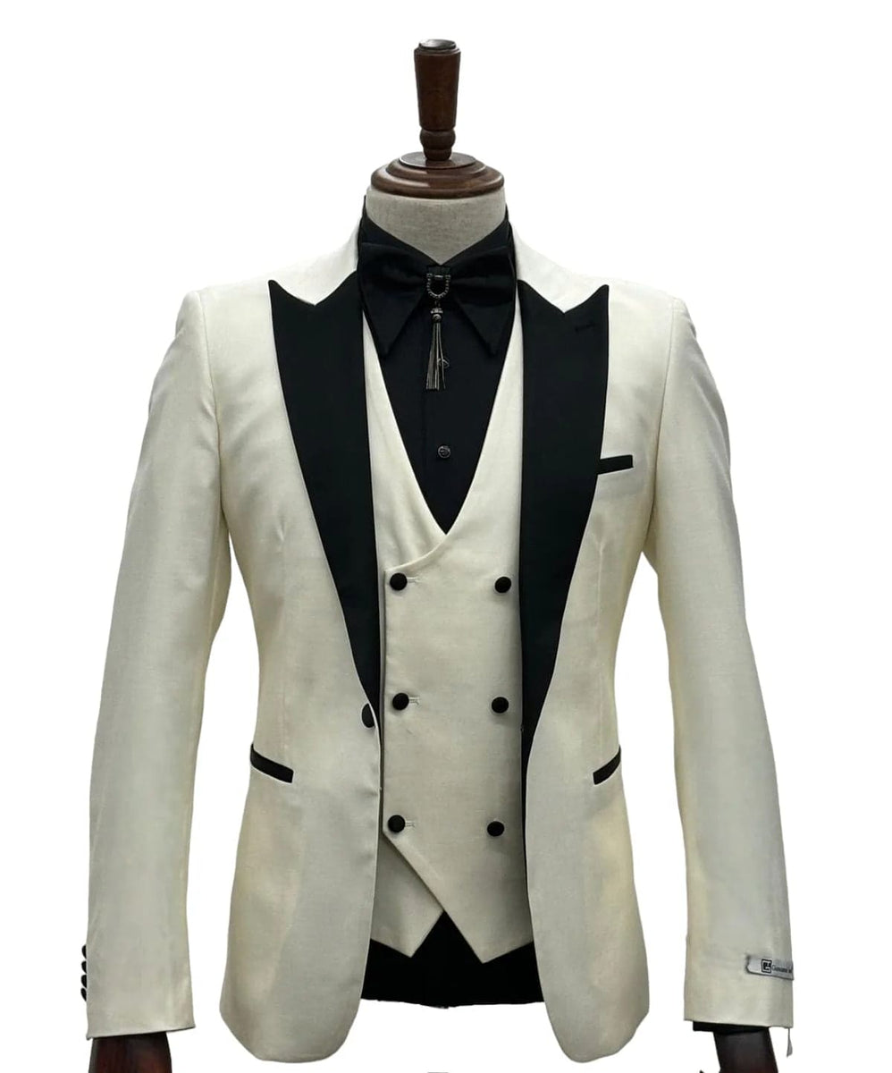 White and Ivory and Rust Tuxedo Suit - Prom Suit - Prom Wedding Suit