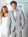 Mens Designer Marseille One Button Satin Trim Peak Tuxedo Light Grey